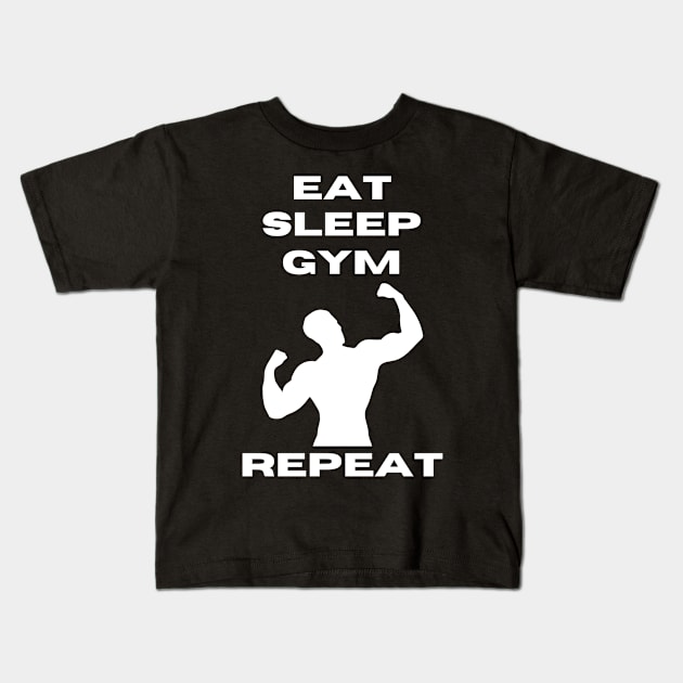 Eat Sleep Gym Repeat | Gym wear | Gym gal T-Shirt Kids T-Shirt by Mad Designs MD